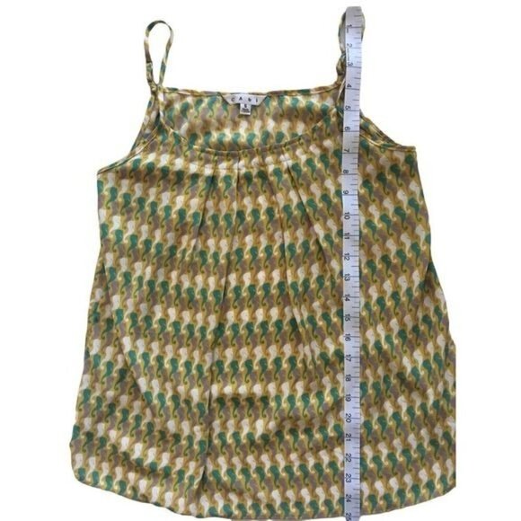 Cabi Womens Tank Top Sz Small Sea Horses Greens Pleated Neck Spaghetti Straps - Picture 8 of 10